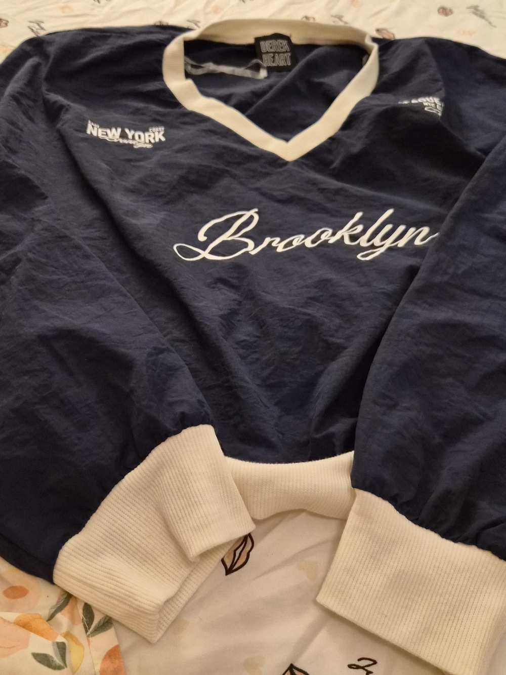 Derek Heart Navy V-Neck 'Brooklyn' Sweatshirt with White Trim